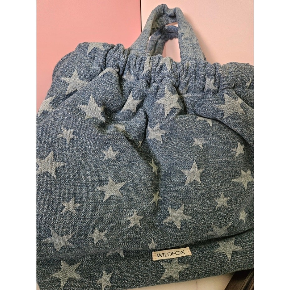 Wildfox Denim Drawsting Tote Bag/Backpack