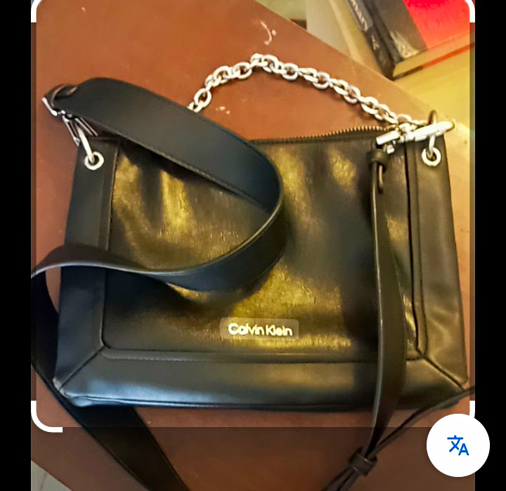 Calvin Klein Black Medium Crossbody Bag Zip Closure Silver Hardware Chain Strap