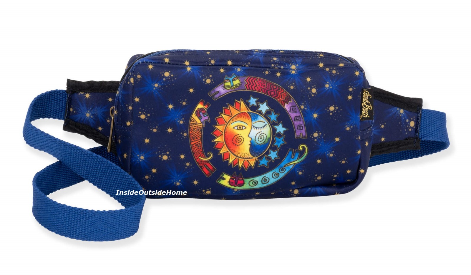 Laurel Burch Cosmos Sun Moon Stars Crossbody Bag 9″x3.25″ NEW Handy
