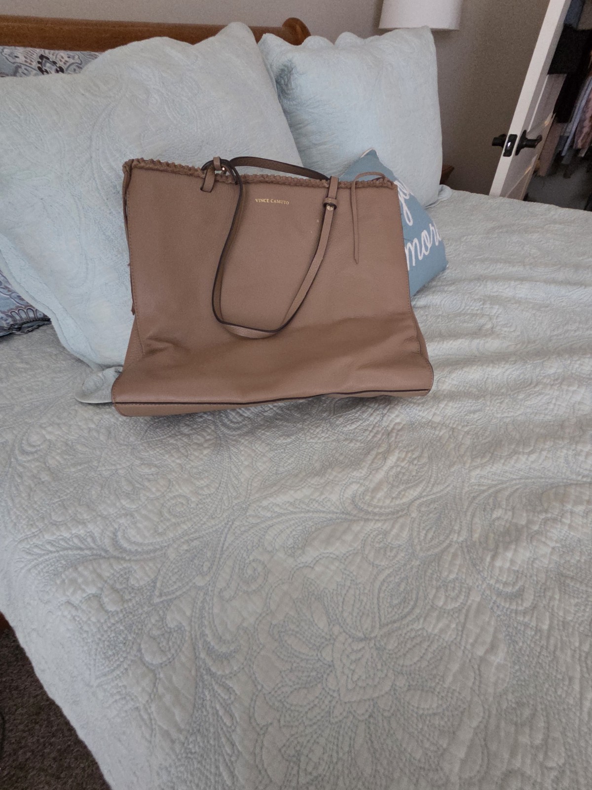 Vince Camuto Pepple Leather Tote 13.5×12 Inches