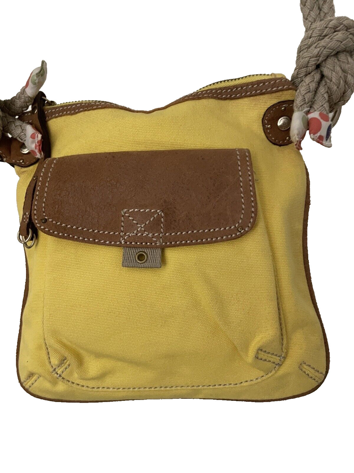 Hayden Harnett Brooklyn NYC Y2K Yellow Canvas Bag Knotted Rope Handle New