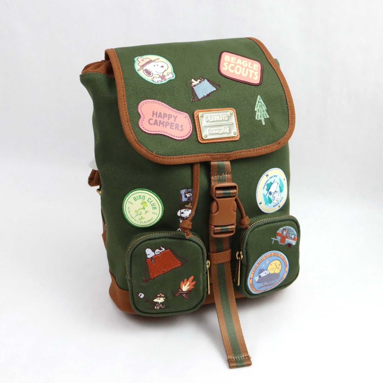 Loungefly Peanuts Snoopy Beagle Scouts Patch Mini Backpack Woodstock Embroidered