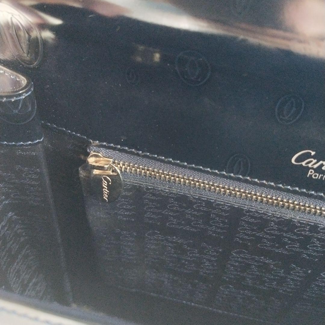 Cartier Happy Birthday Black Leather Top Handle Handbag Vintage 27.5cm Authentic