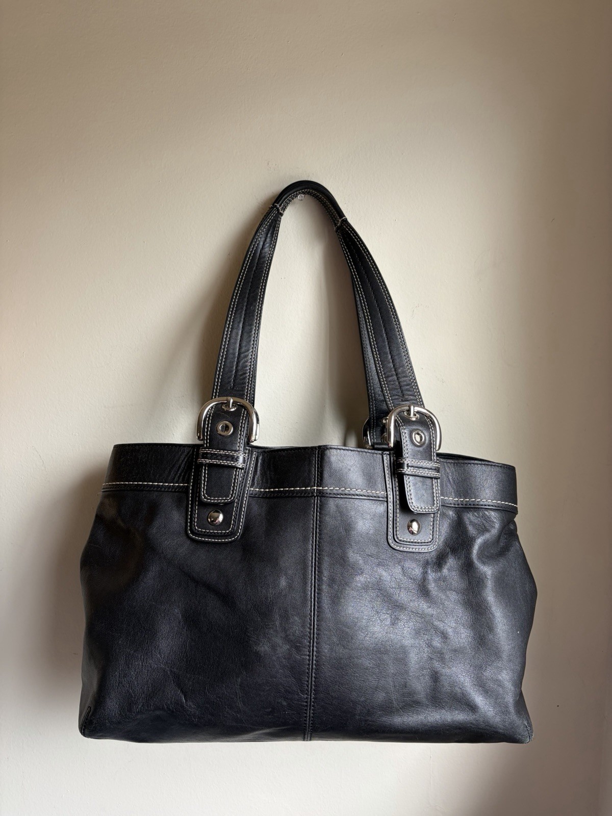 Vintage 2000s Y2K Black Coach Soho Pleated tote bag