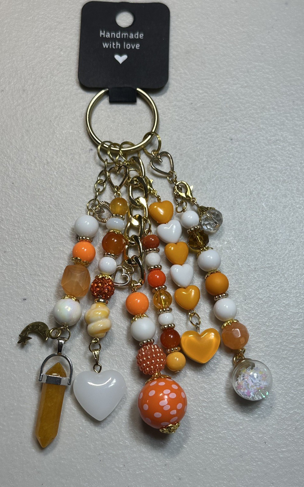 New Chunky Artisan Handbag jewelry Beaded Bag Swag Charm purse Keychain Orange
