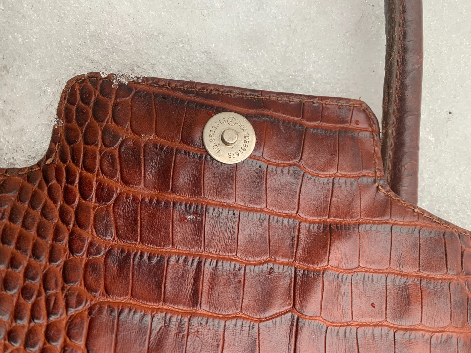Vintage Dolce & Gabbana Brown Croc Leather Satchel Bag Studded AS IS Repair