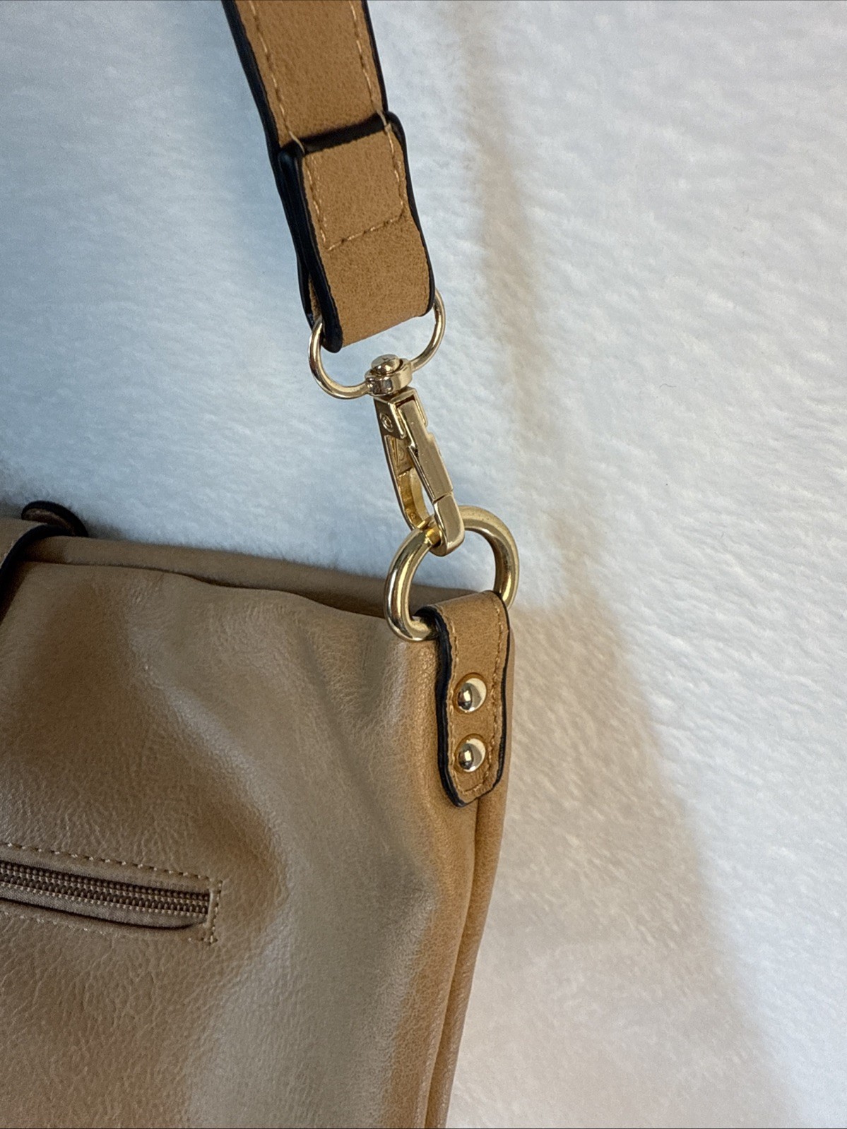 Coco+Carmen Vegan leather bag with gold brads and tassle – cross body