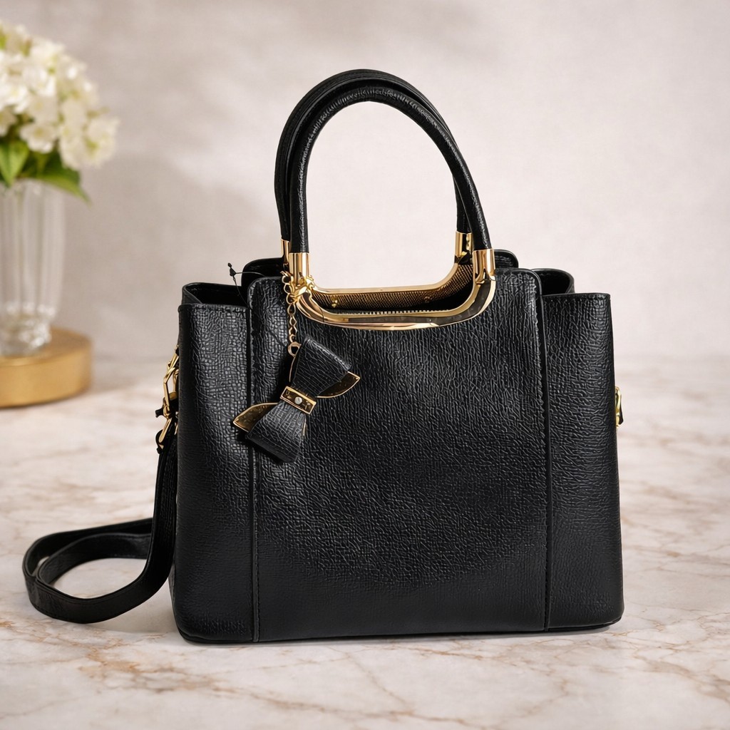 Becool Black Satchel Bag Gold Hardware Top Handle Crossbody Purse NWT In Pockets