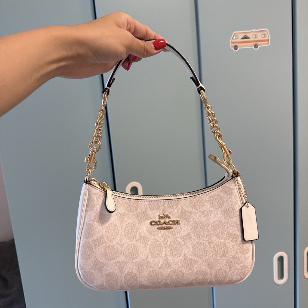 Coach White Bag Women’s Satchel Top Handle Bag, Medium – Chalk White