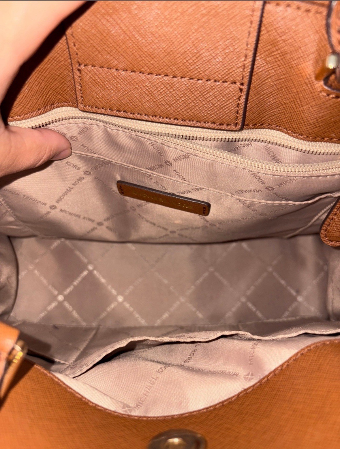 Michael Kors Brown Satchel Top Handle Zip Purse w/ Detachable Adjustable Strap