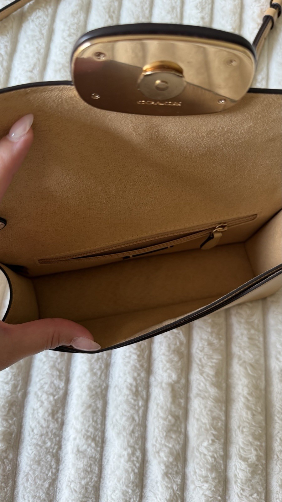 Coach Eliza Flap Crossbody With Leather Covered Closure In Gold/Tan with Wallet