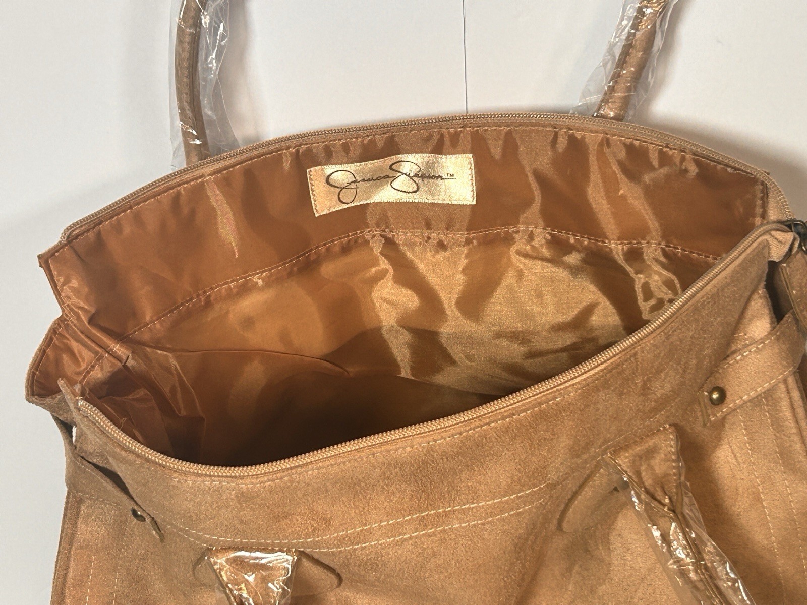 Jessica Simpson Fancy Tan Faux Suede Tote Shoulder Handbag New With Tag