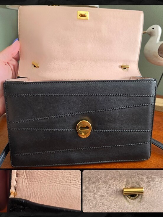 Salvatore Ferragamo Ginny Vara Bow Black Calf Leather Chain Shoulder Bag