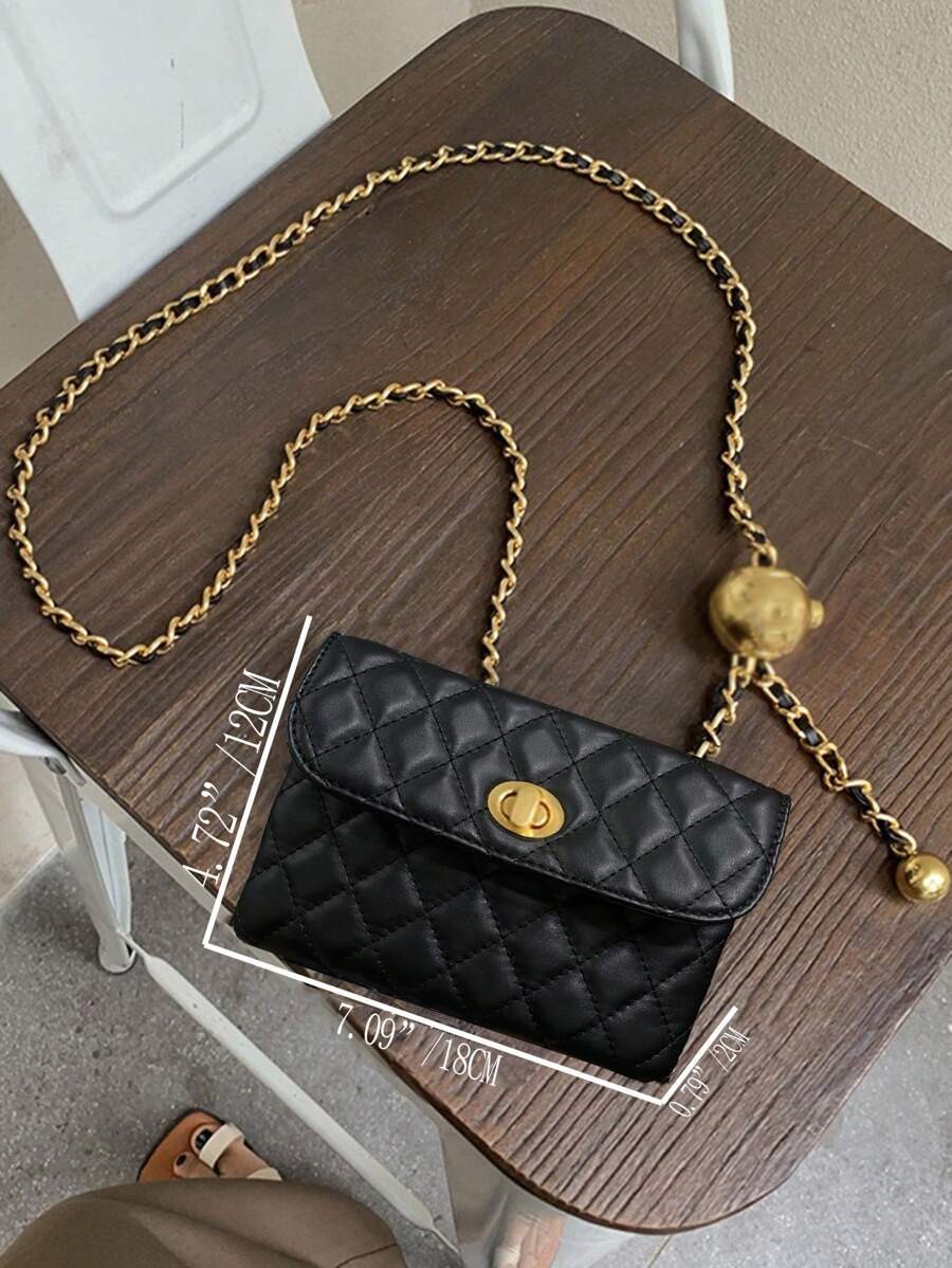 Mini Rhombus Waist Bum Bag Women Spiked Detachable Chain Crossbody Shoulder