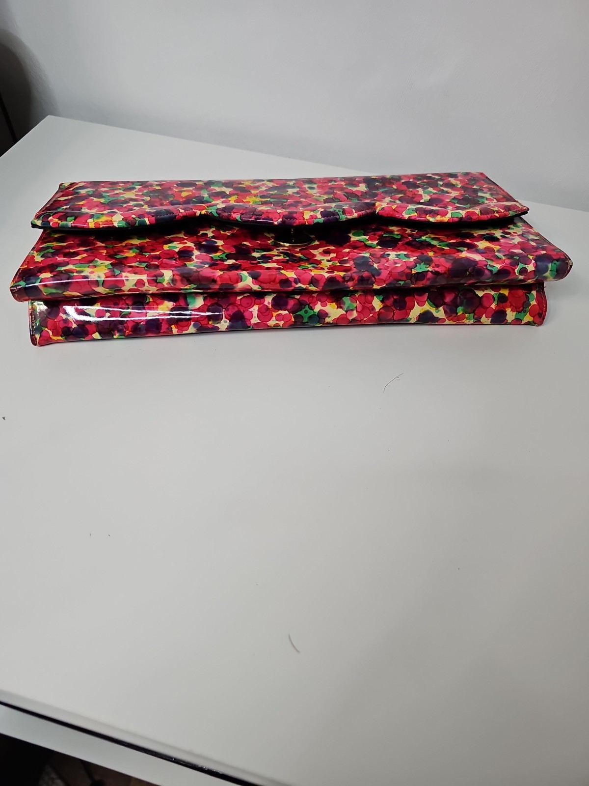 Vintage Lennox Bags Dark Motif Floral Clutch Bag Purse Approx. 12 in x 5 1/4 in