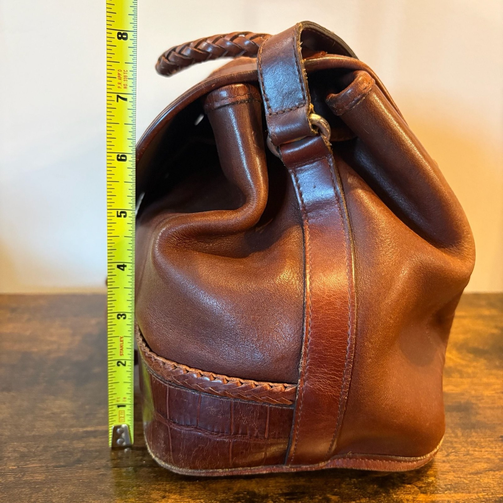 Brighton Collection Brown Leather Croc Embossed Shoulder Bag