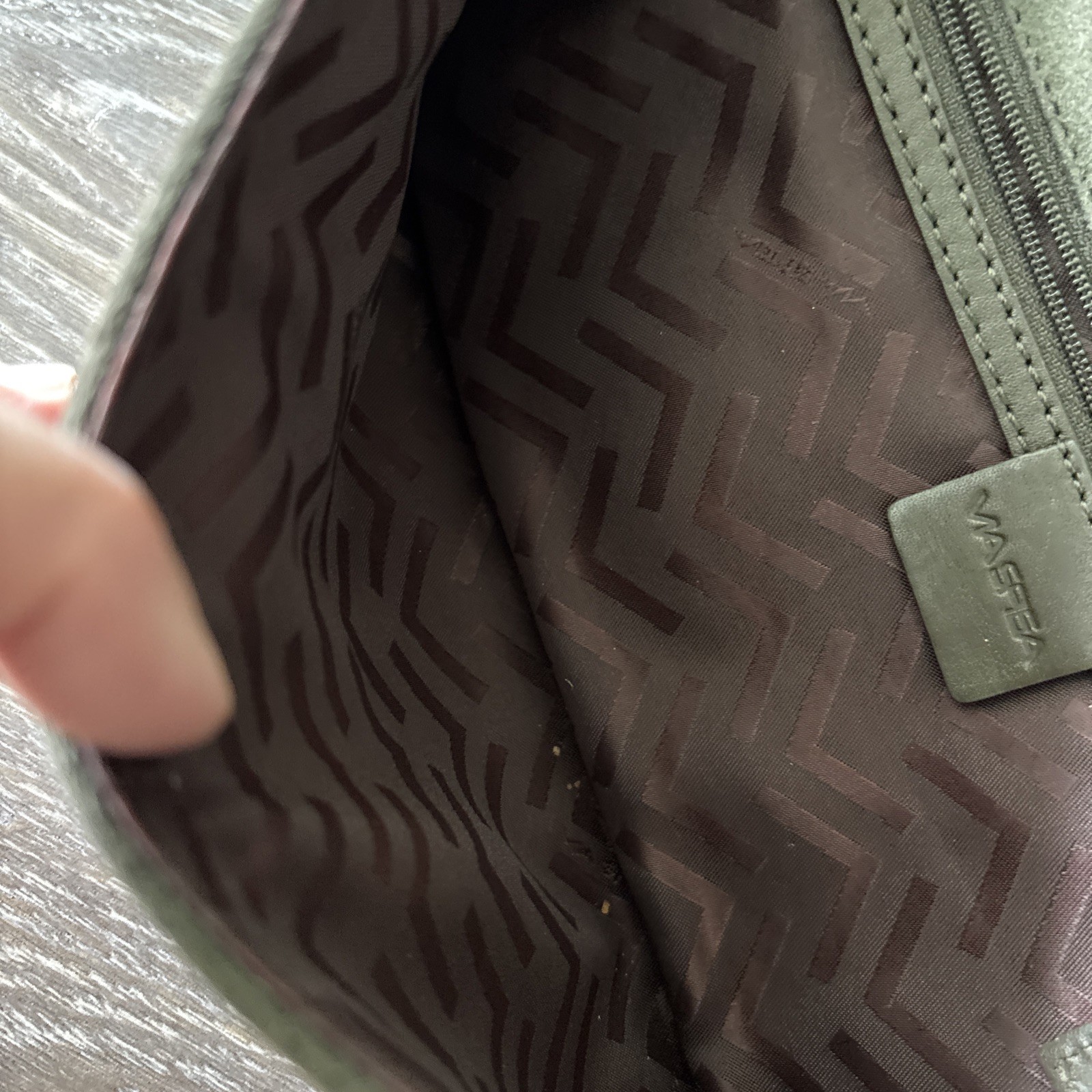 NWOT Via Spiga Olive Suede Clutch Bag Shoulder Strap 13×5 In