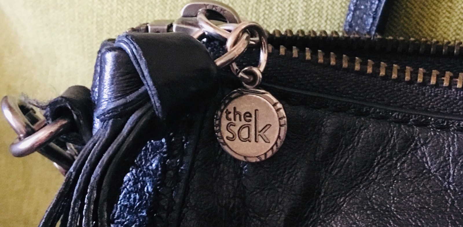 The Sak Happy And Free Black Crossbody Leather Bag Purse Adjustable Strap