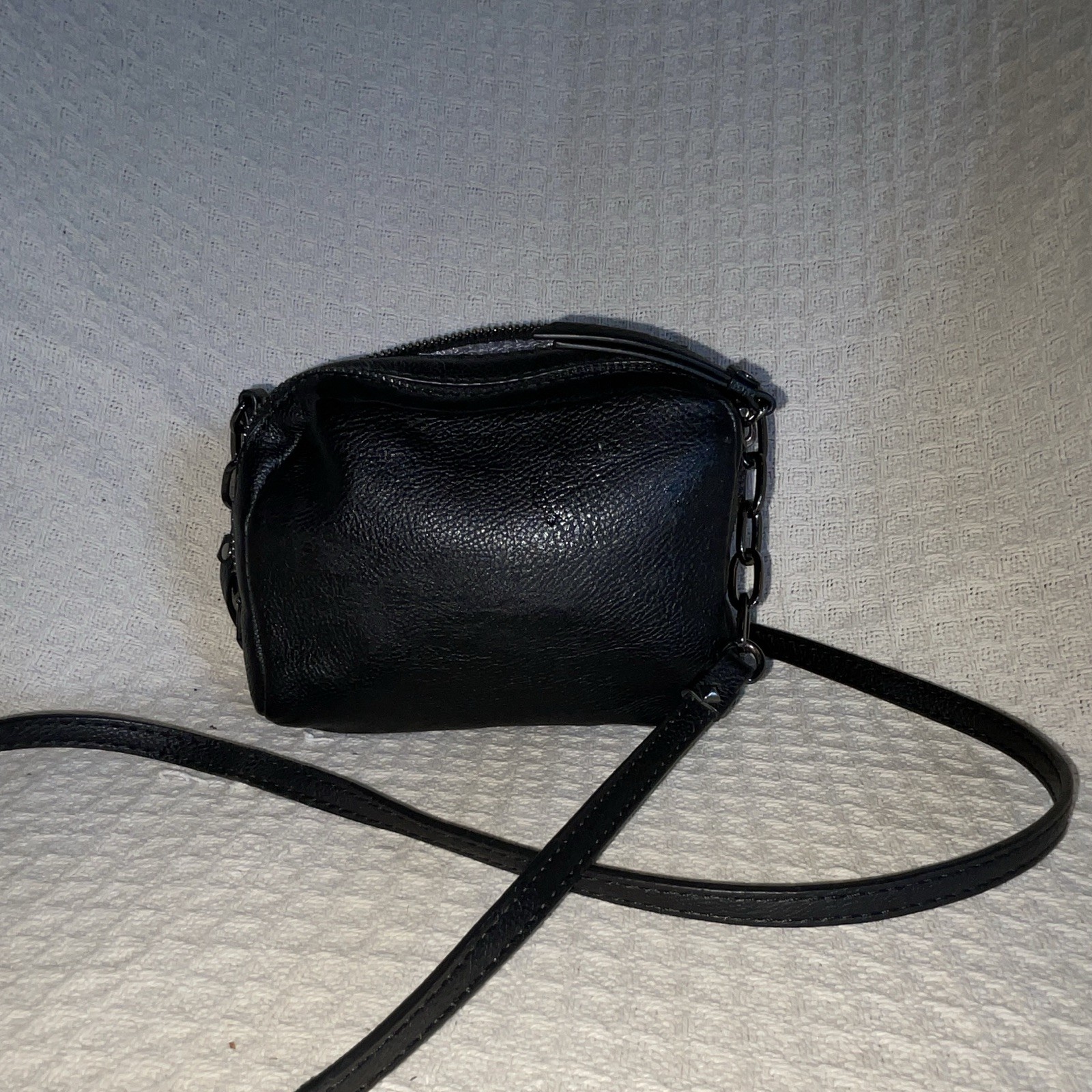 Simply Vera Vera Wang Black Studded Crossbody Zip Top Detachable Strap Pockets