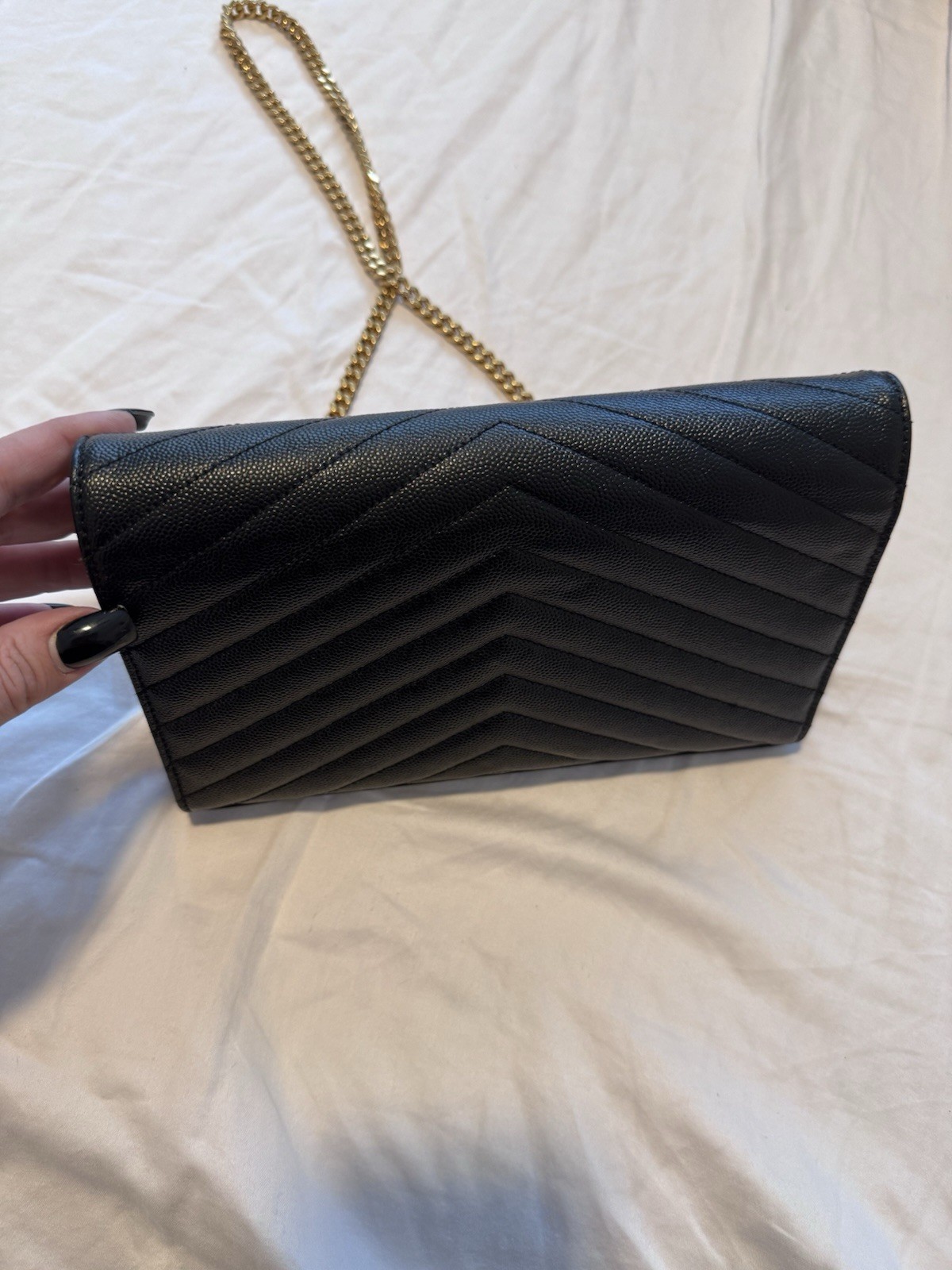 *NWT*Saint Laurent Monogram Cassandre Chain in Grain De Poudre Leather Crossbody