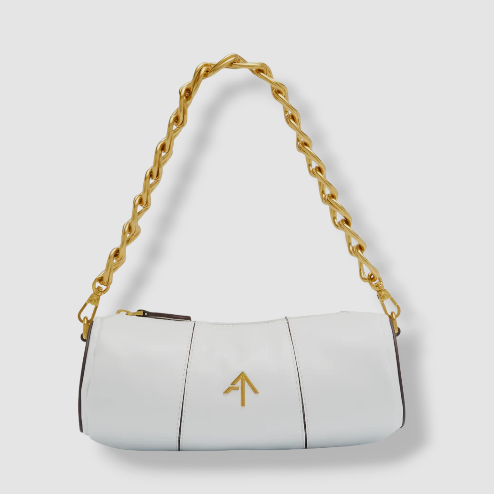 $426 Manu Atelier Women’s White XX Mini Cylinder Logo Leather Shoulder Purse Bag