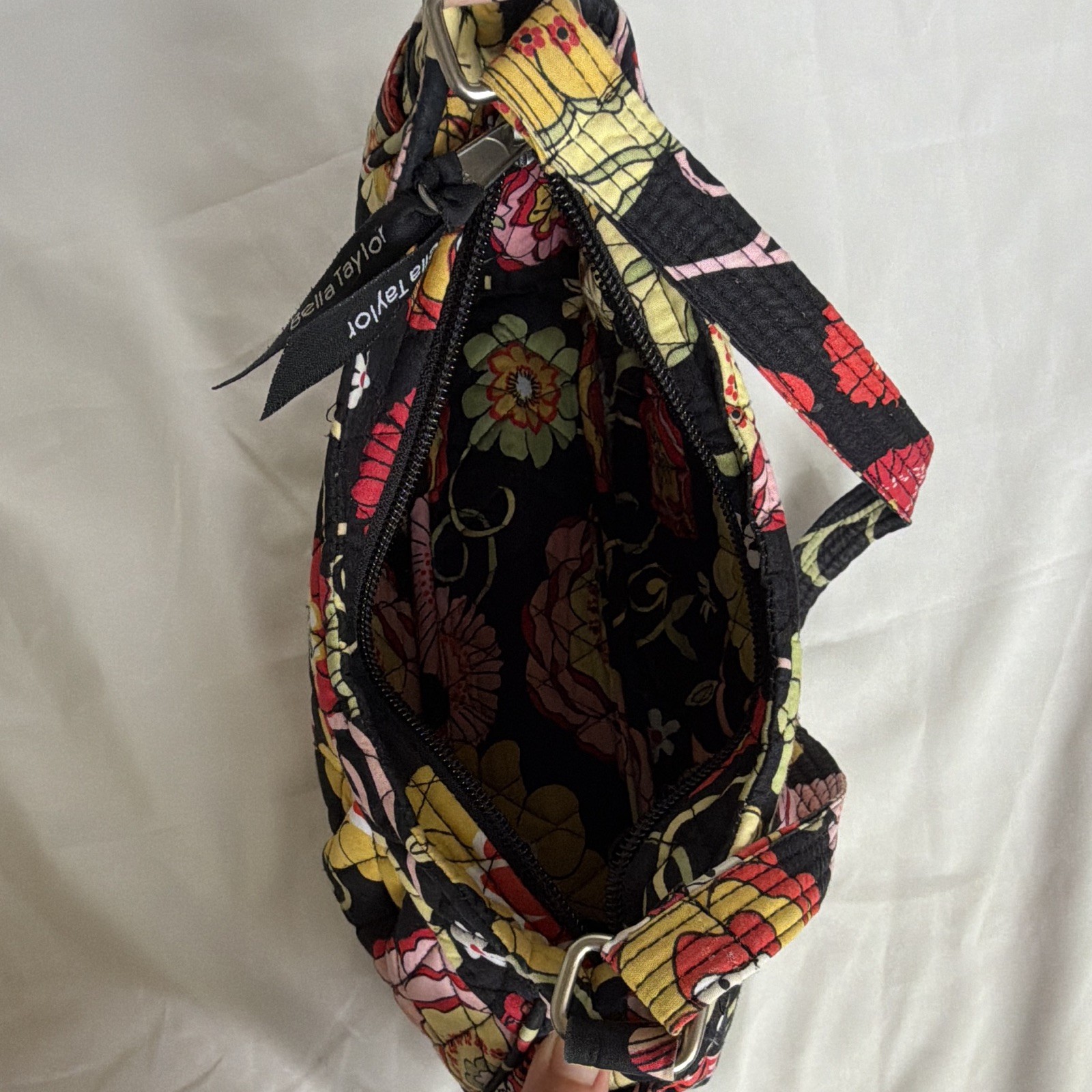 Bella Taylor Floral Quilted Crescent Bag w/ Zip Closure & Zip Wallet