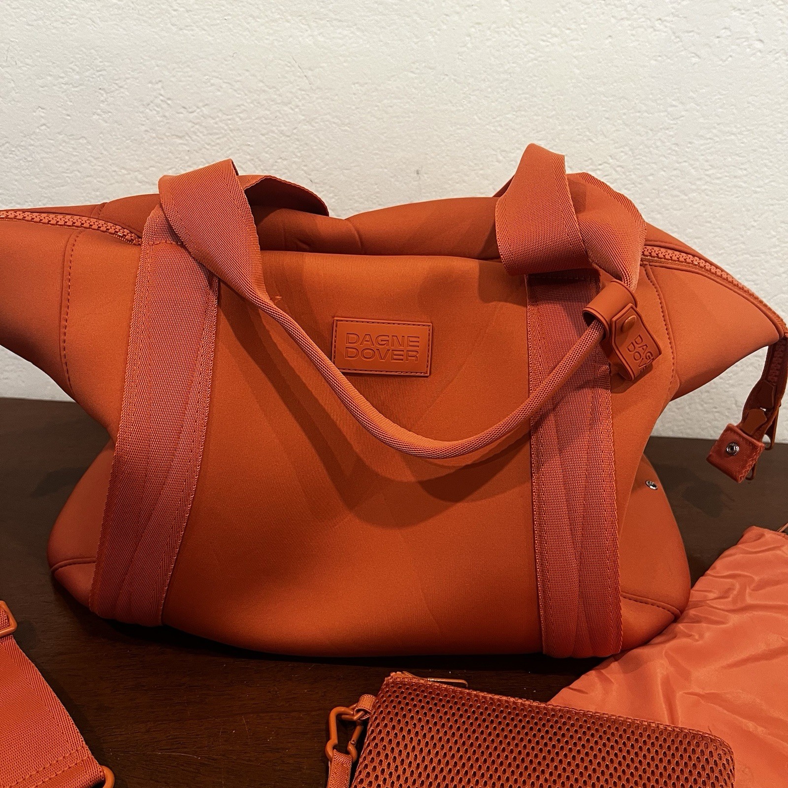 Dagne Dover LANDON NEOPRENE CARRYALL BAG Burnt Orange Travel Personal Bag