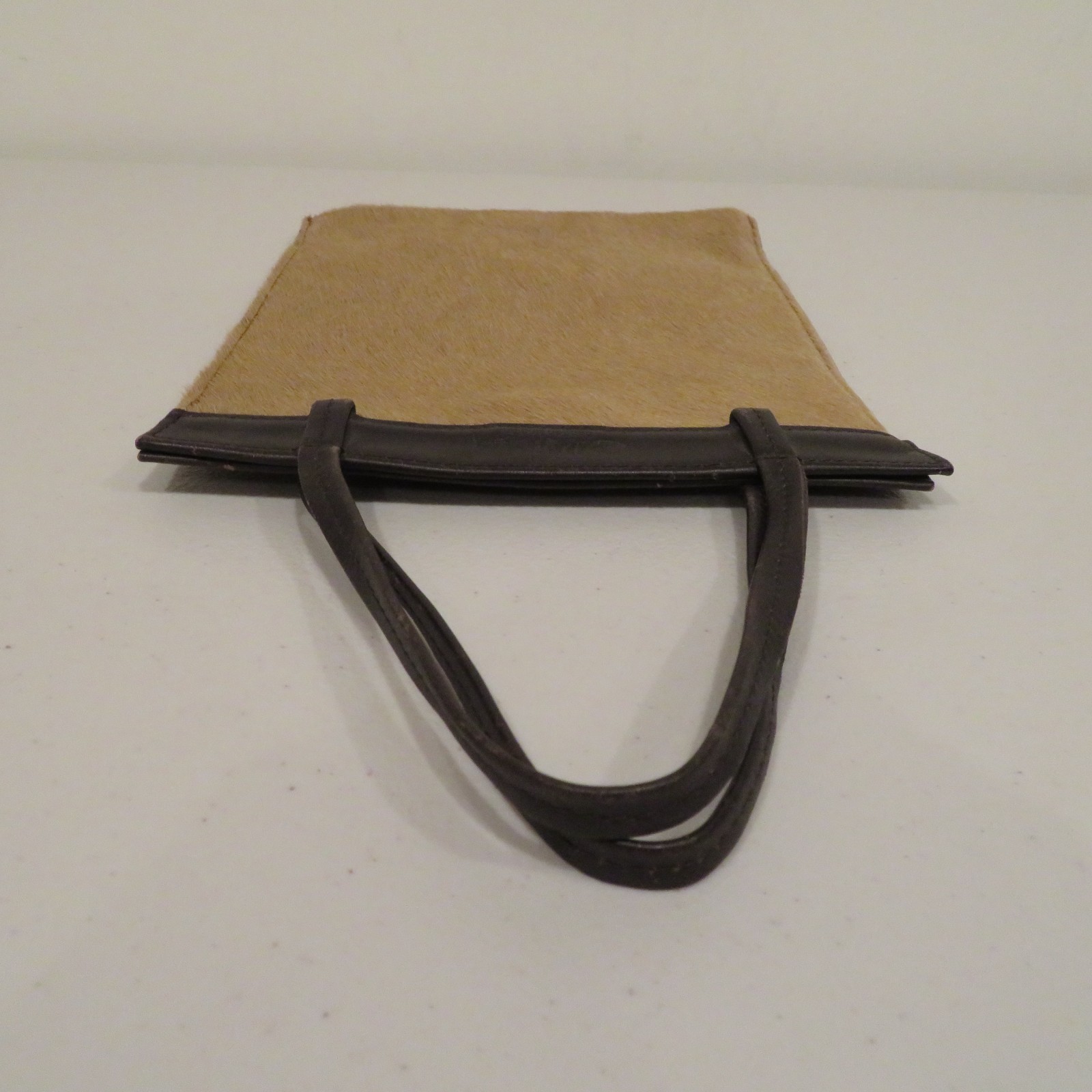 Bill Amberg Small Brown Hair‑On Leather Envelope Bag Top Handles Snap Closure