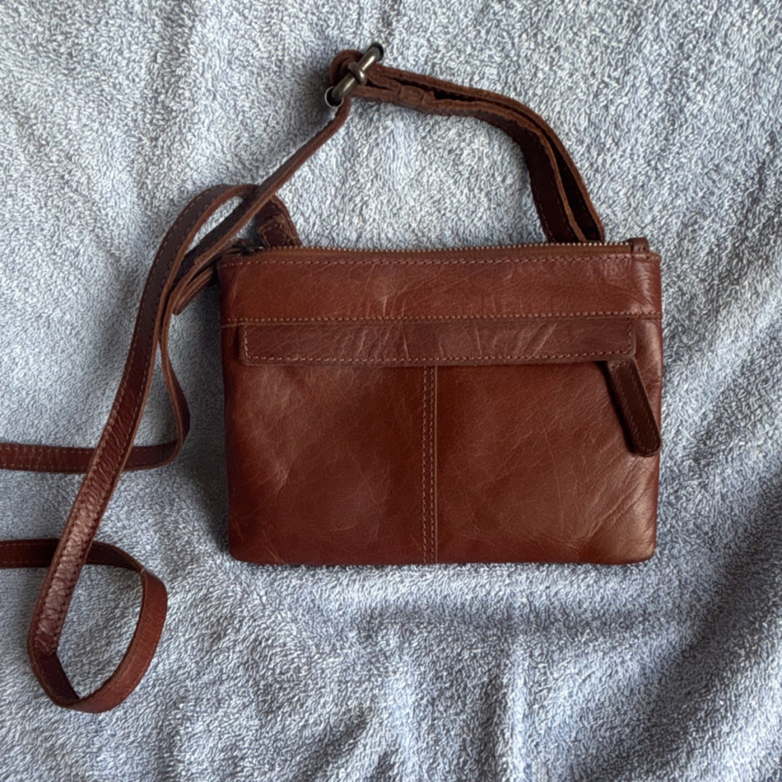 Brown Leather Crossbody Bag 6X8 inches