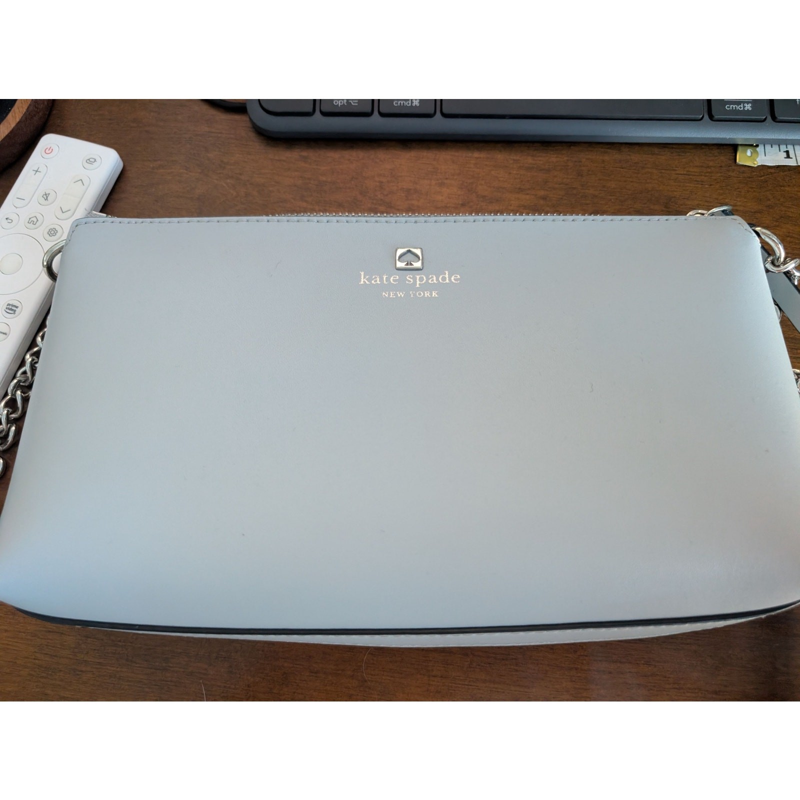 1001 Kate Spade Crossbody Bag Light Blue Leather Chain Strap