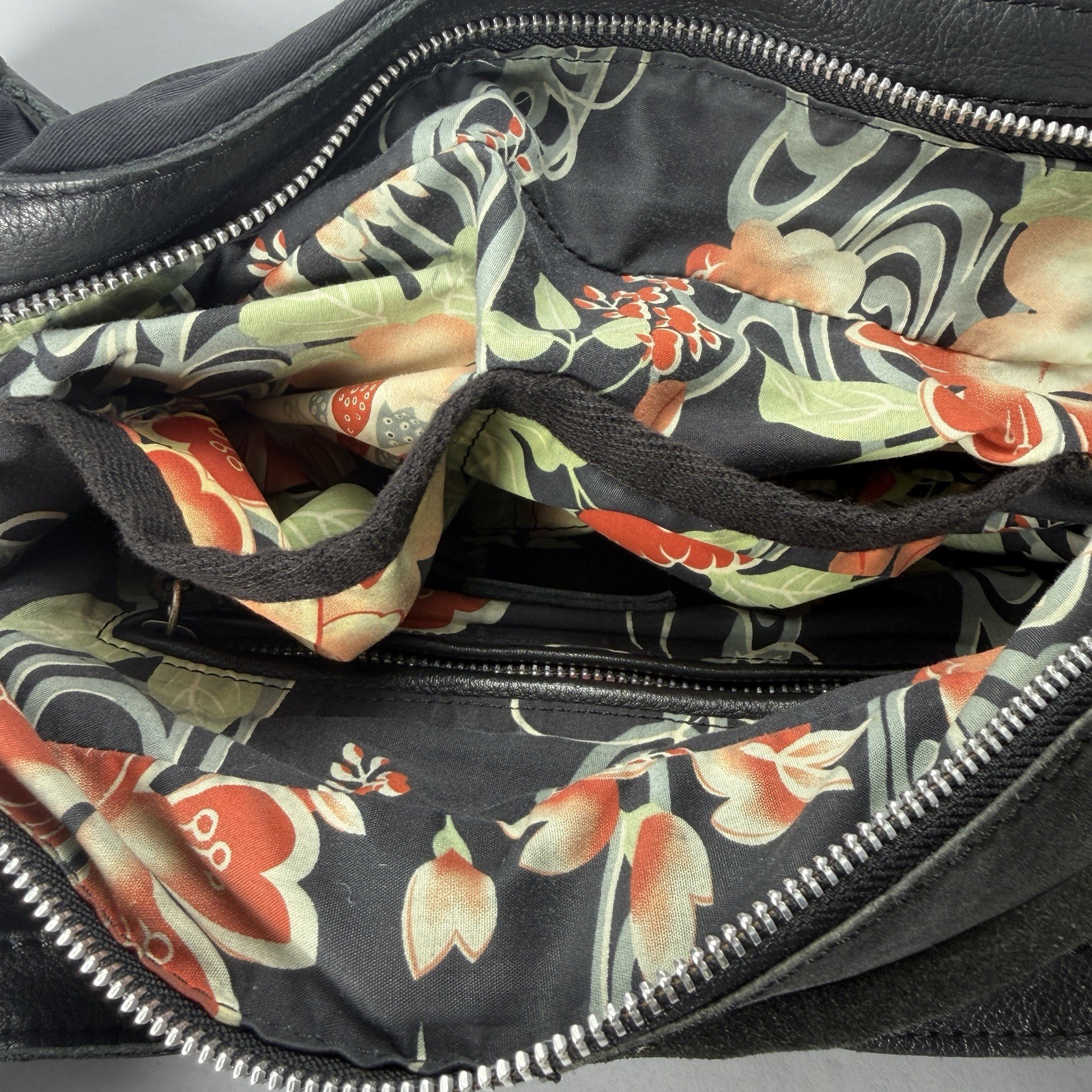 Lucky Brand Black Pebble Leather Hobo Slouchy Shoulder Bag Handbag Vintage