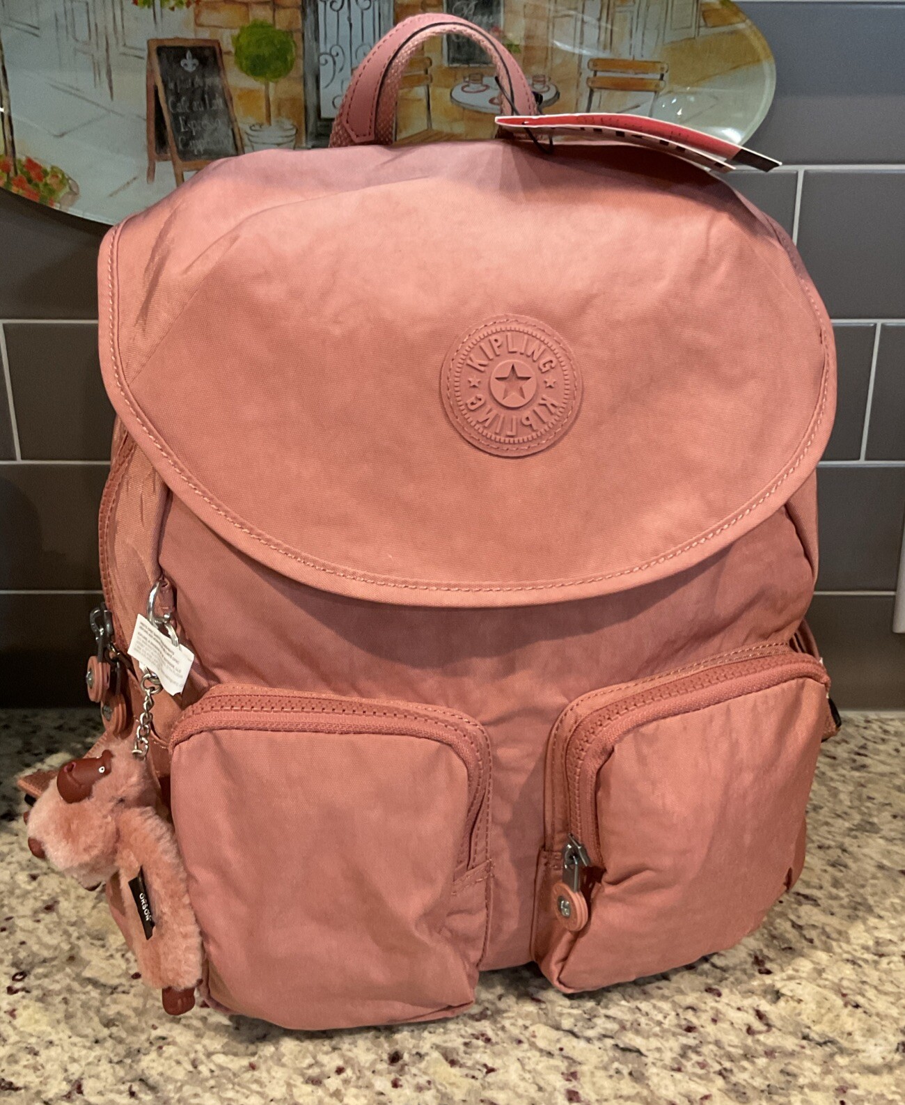 KIPLING Women’s Fiona Backpack Kl9014 Kind Rose w/Monkey-Orson MSRP $114 NWT
