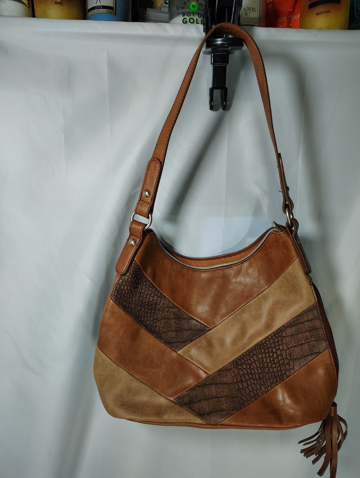 Relic Say Yes to Adventure Chevron Brown Hobo Shoulder Bag NWOT