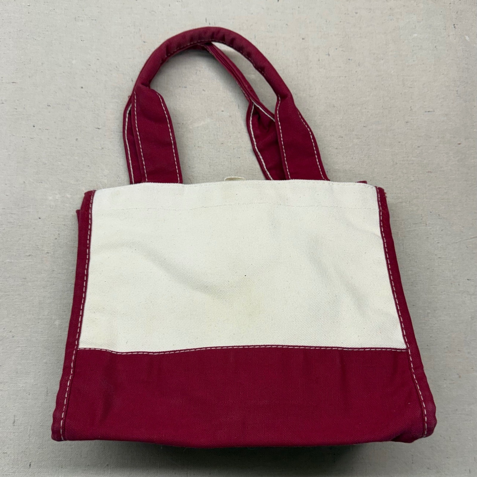Wells Fargo Mini Boat Tote Bag Canvas Burgundy Cream Stagecoach Small Handbag