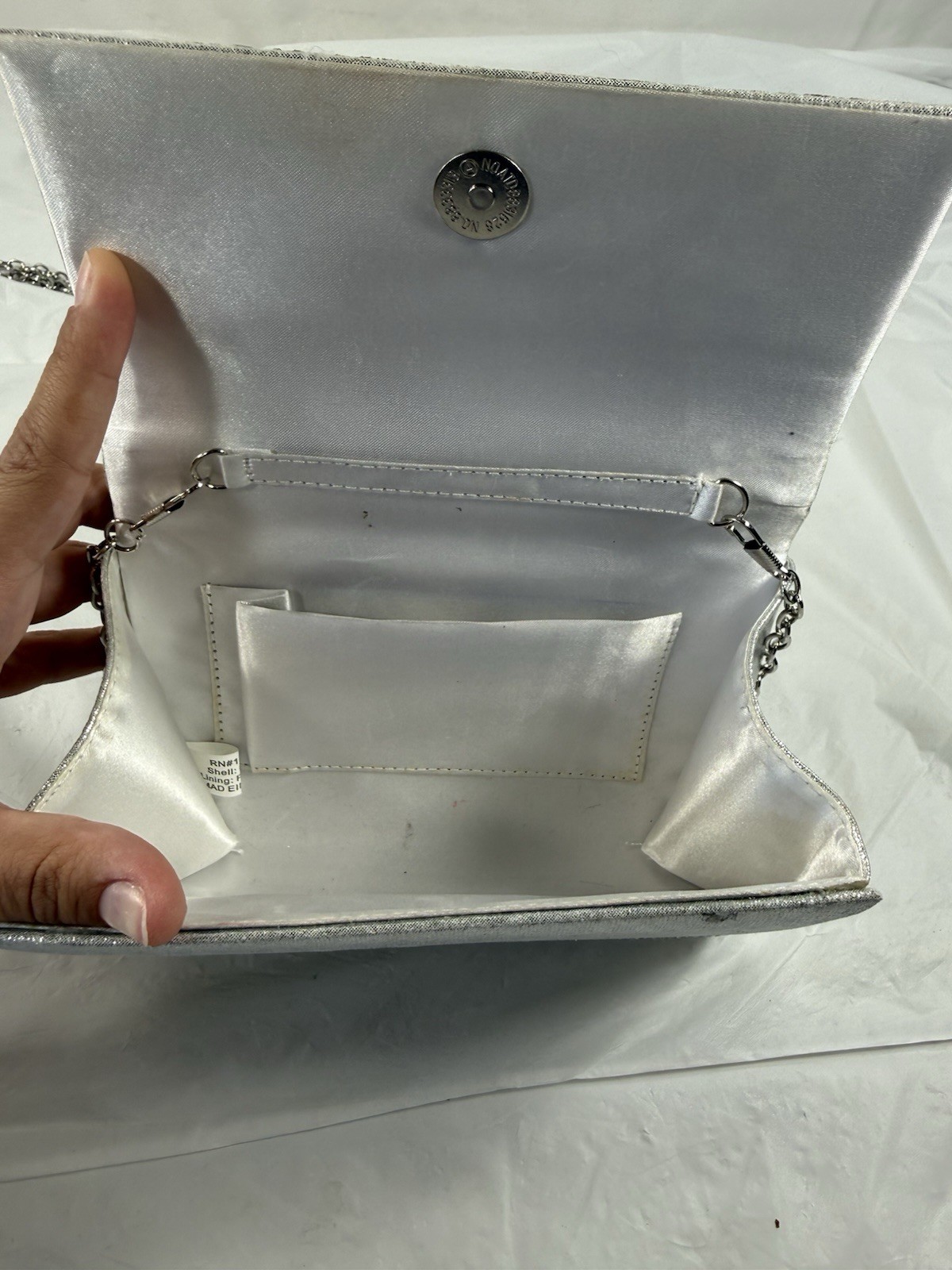 Windsor evening bag Silver rhinestone clutch Chain Shoulder Strap formal