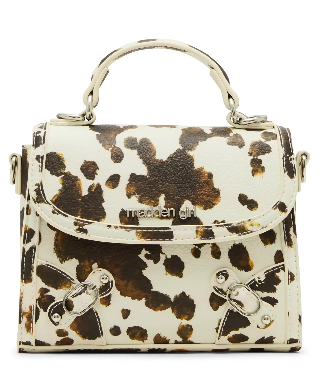Madden Girl Madden Girl Lilithc Crinkle Crossbody Satchel Bag Ivory Brown Silver