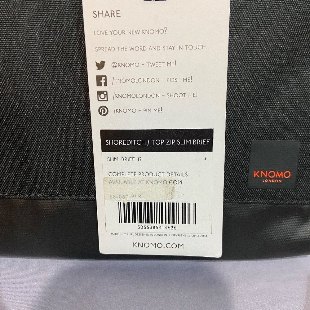 Knomo Shoreditch Unisex Laptop Case Black Top Zip Slim Brief 12″ Tablet School