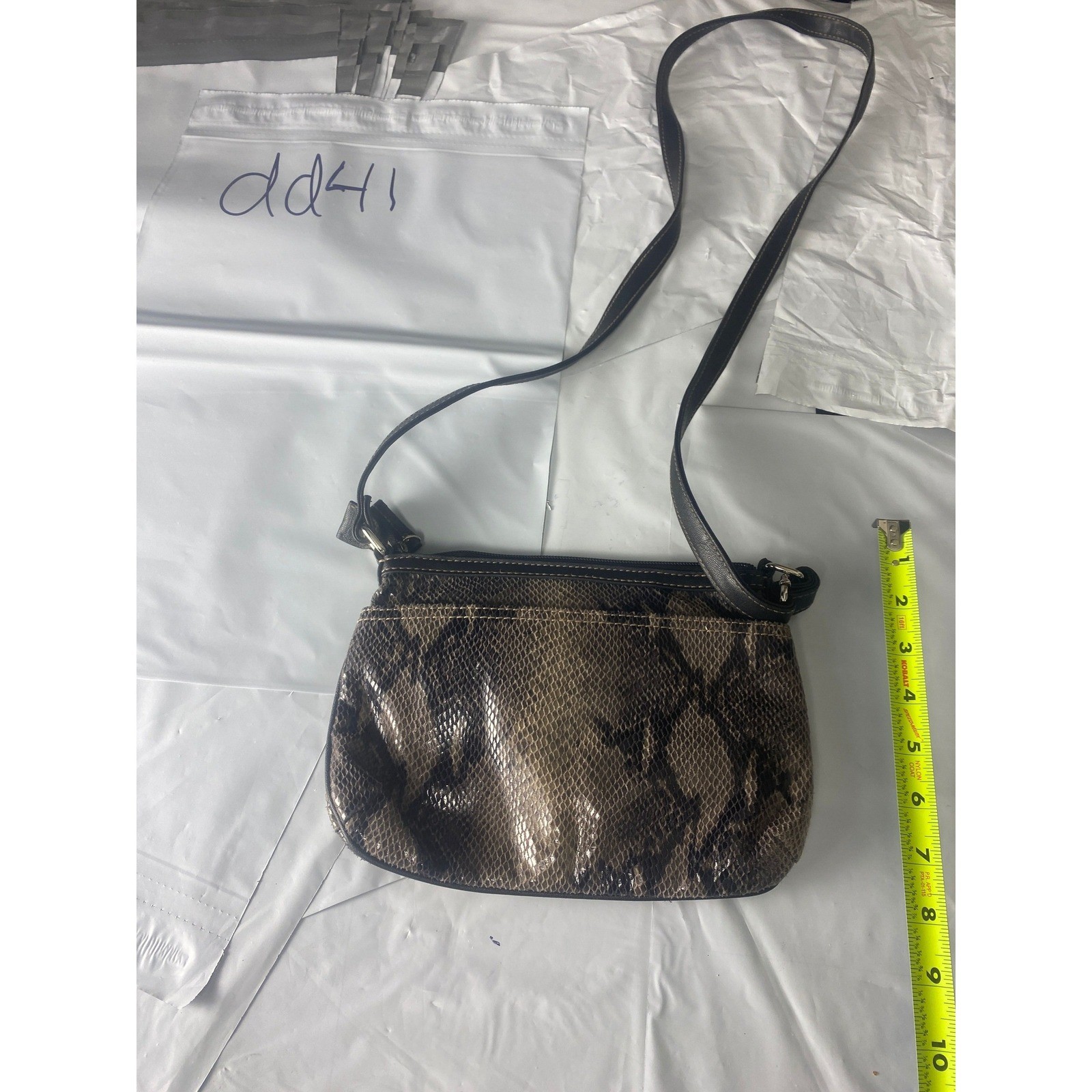 Relic By Fossil Snake Print Crossbody Purse Brown Black Zip Top Handbag