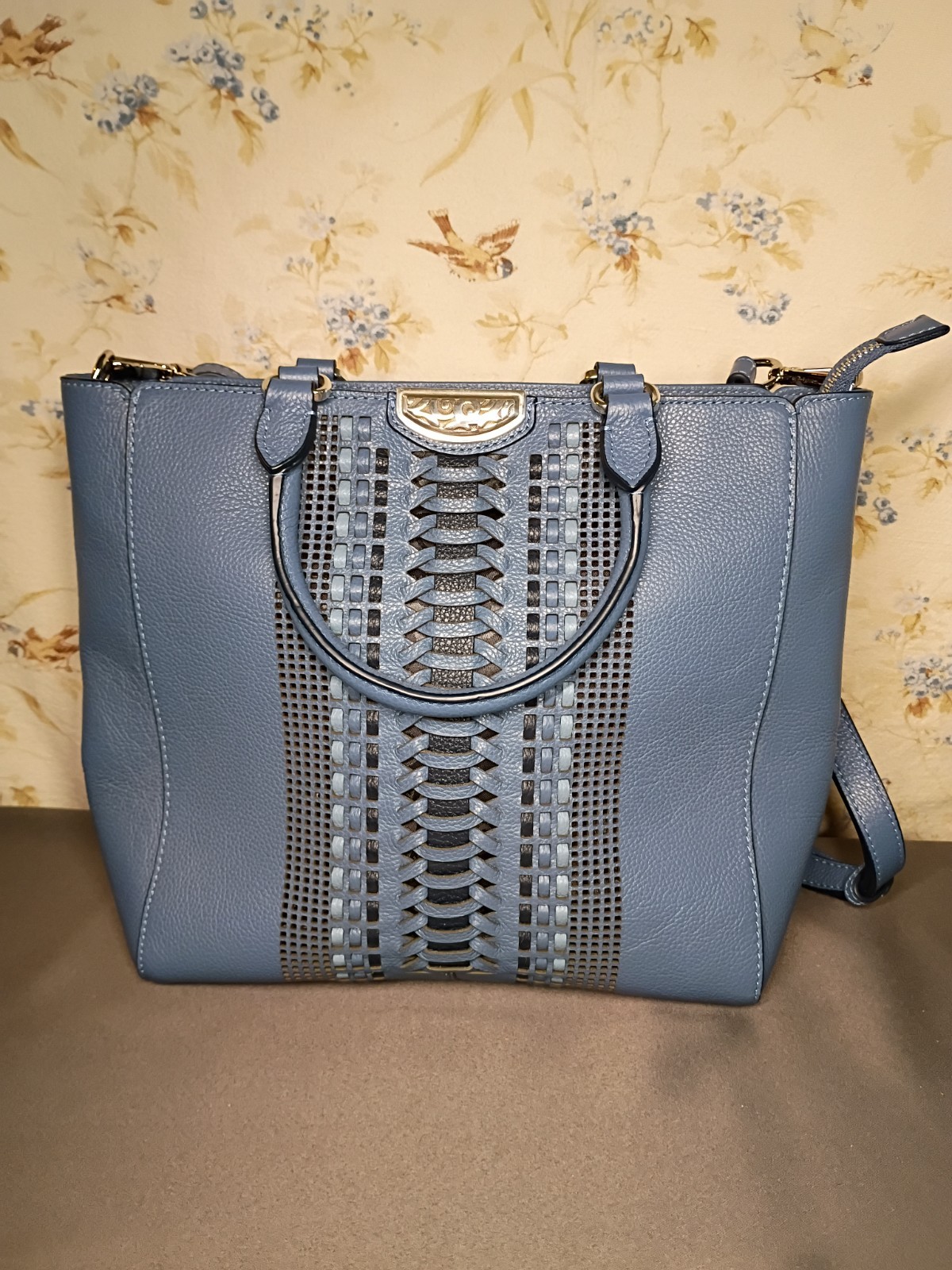BRIGHTON DANIELA ANDALUSIA COLLECTION FRONT HAND WEAVED CROSSBODY TOTE MRP$485
