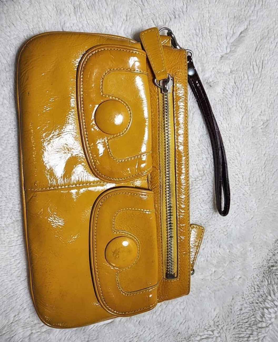 Vintage Mustard Yellow Patent Leather Clutch Wristlet – Nordstrom