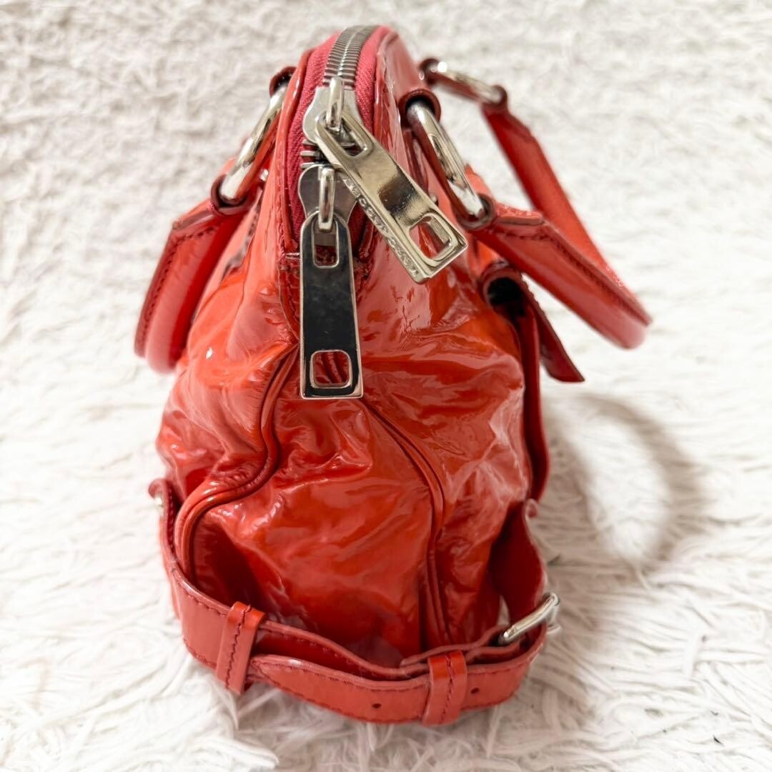 Marc Jacobs Orange Patent Leather Handbag Silver Zip 31cm x 21cm x 11cm