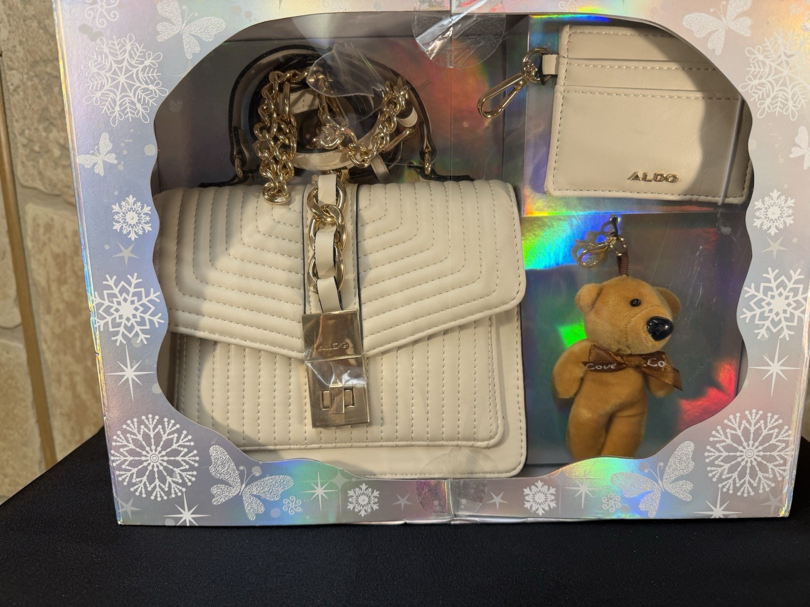 Aldo Special Edition 3 in 1 Gift Set Crossbody Bag With Accessories Cream NWT