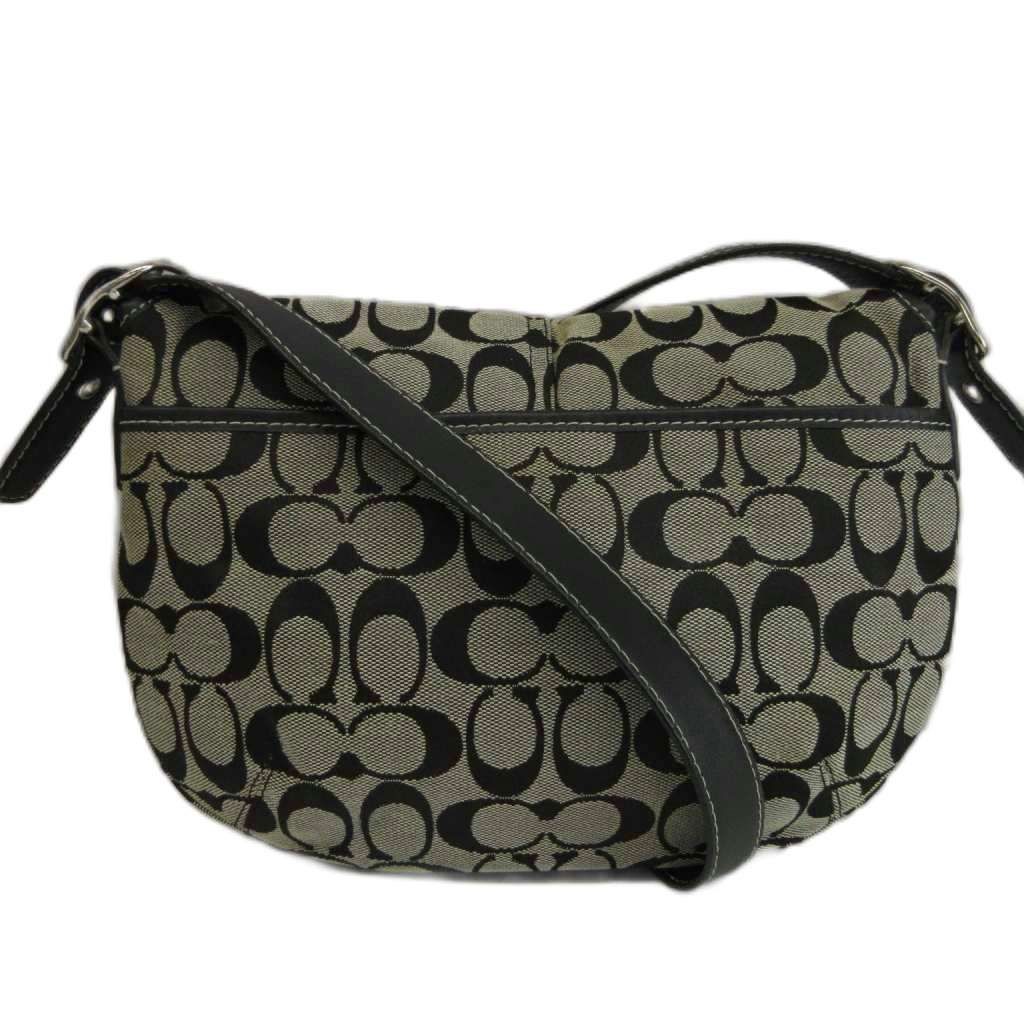 Authentic Coach Signature Black Canvas Leather Shoulder Bag 20cm x 27.5cm Damage