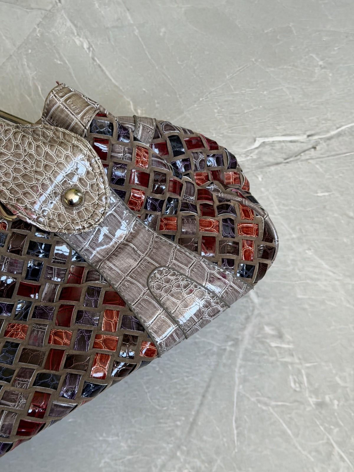 Vintage Dolce & Gabbana Lacquered Woven Shoulder Bag Y2K
