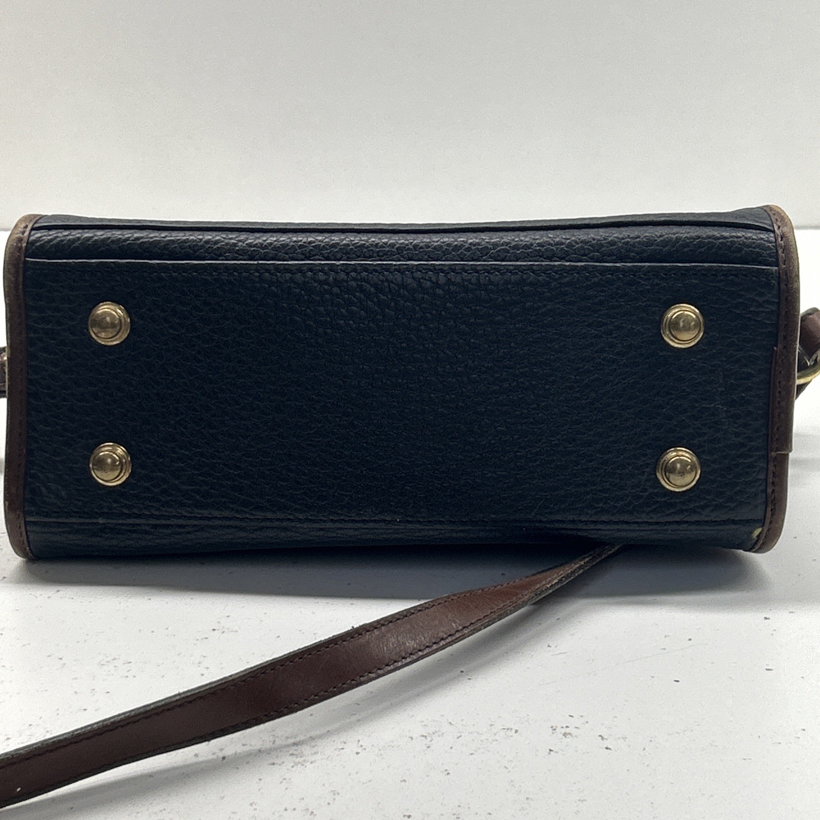 Dooney & Bourke VTG Pebbled Leather Black & British Tan Buckle Zip Crossbody Bag