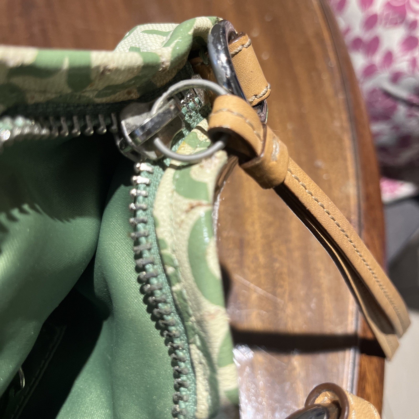 Coach Tote Bag Green Op Art Logo Coated Canvas JO868-13142