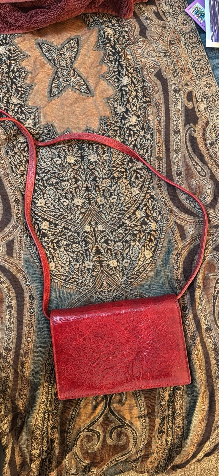 Elizabeth and James Eloise Mini Textured Red Leather Crossbody Bag Magnet Clasp