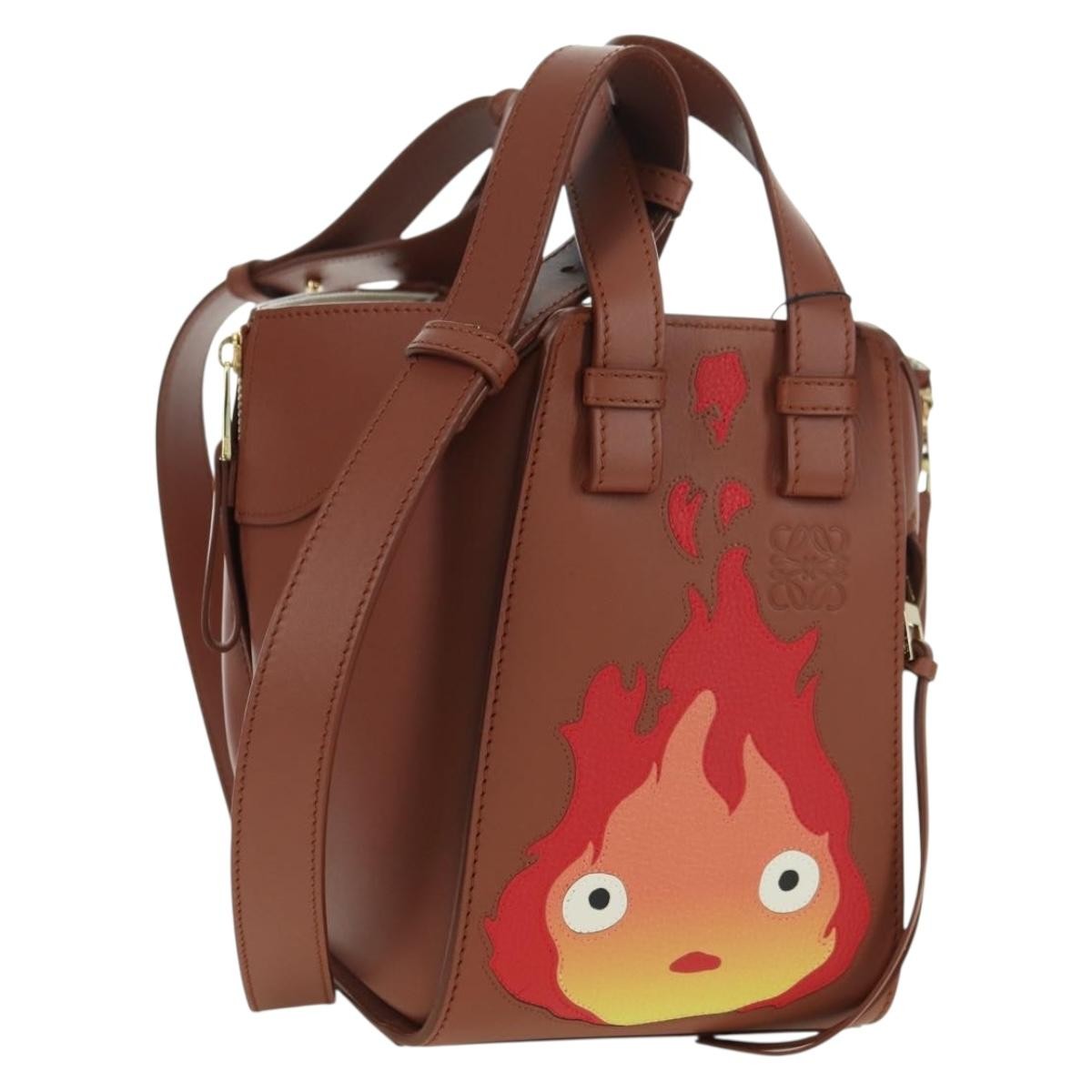 LOEWE × Ghibli Howl’s Hammock Calcifer Bag Leather 2way Gold Auth 167309SM
