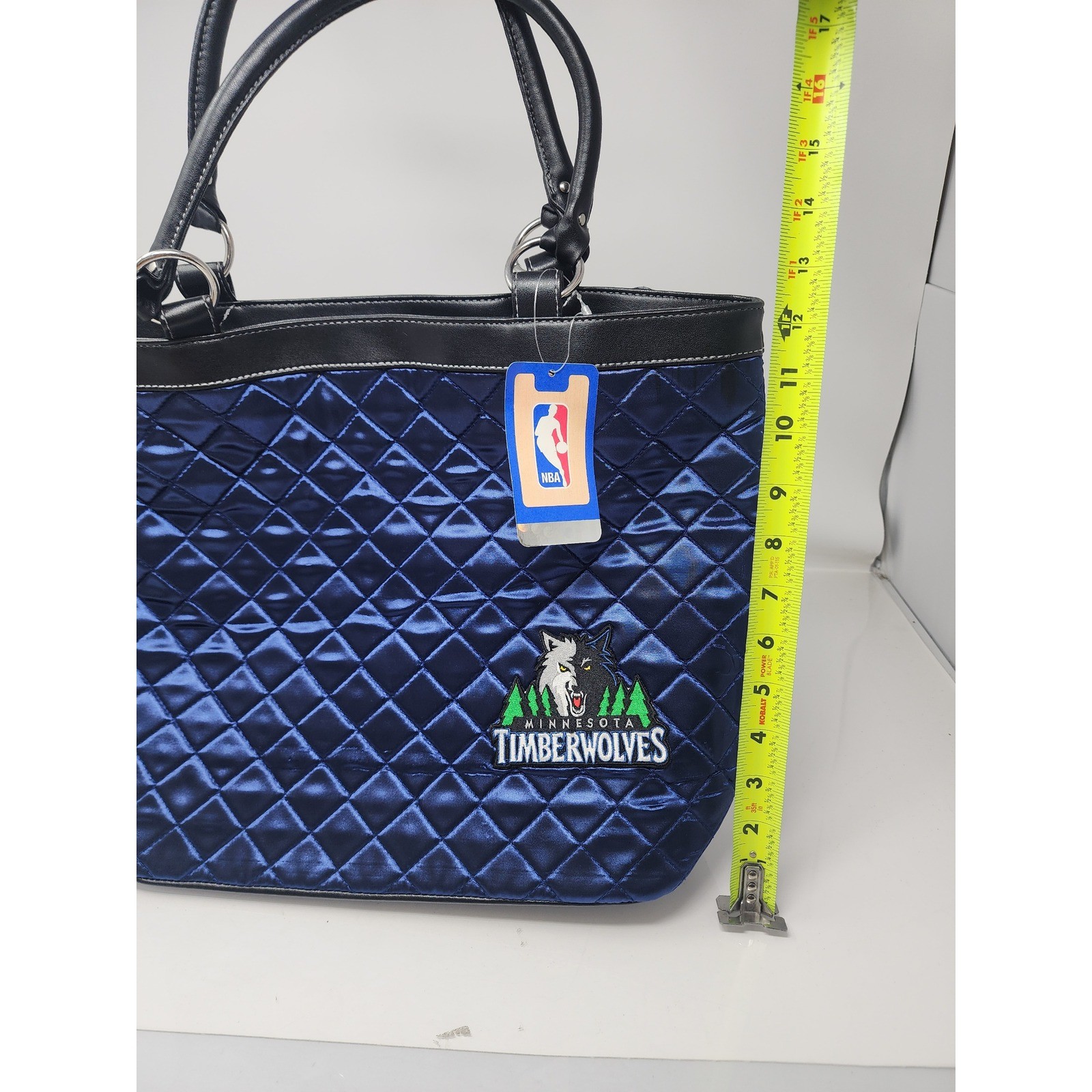 NBA Womens Minnesota Timberwolves Quilted Tote Bag Satin Blend Casual Size OS