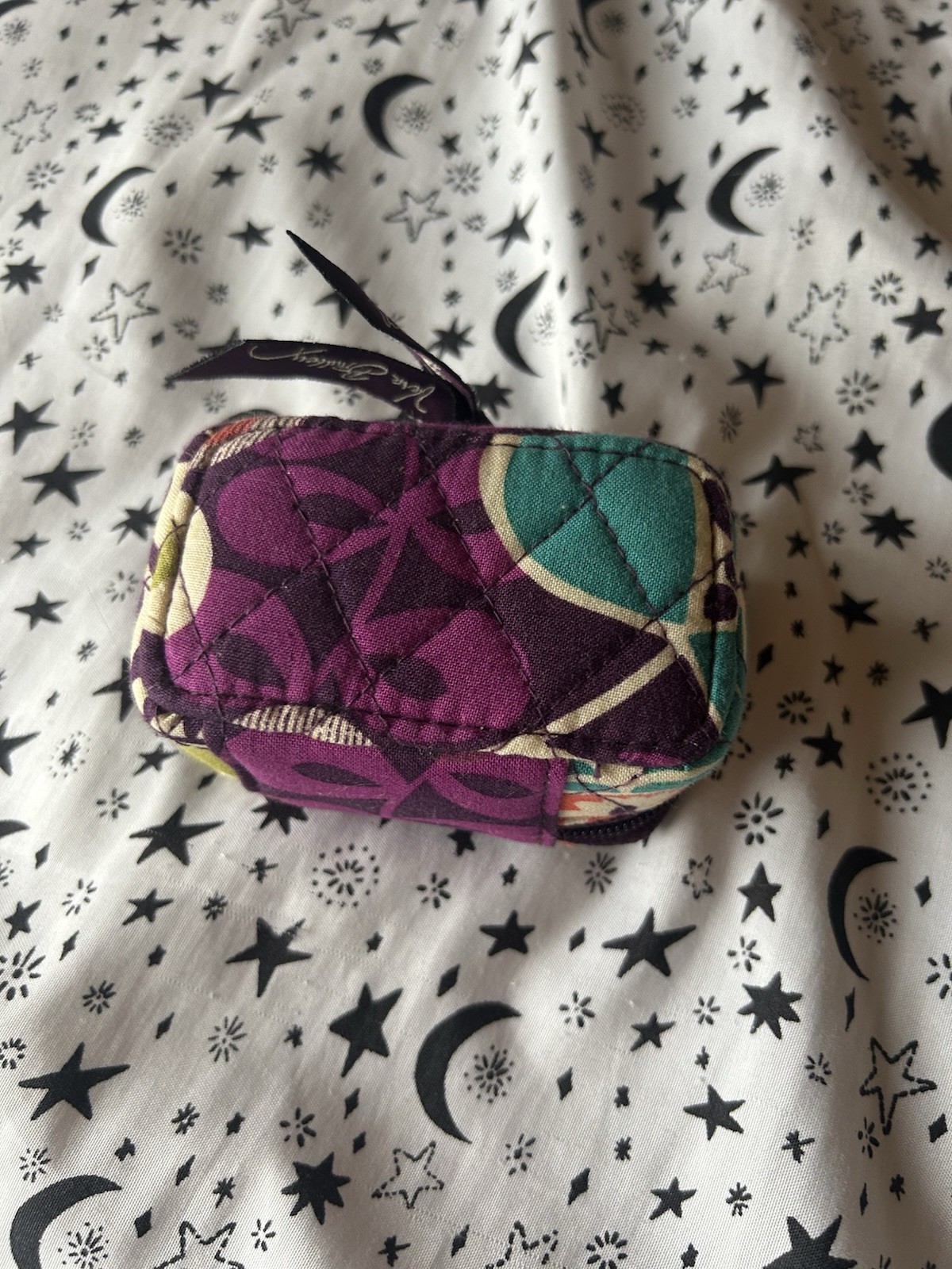 Vera Bradley Plum Crazy Quilted Small Zipper Cosmetic/Pill Travel Case Purple